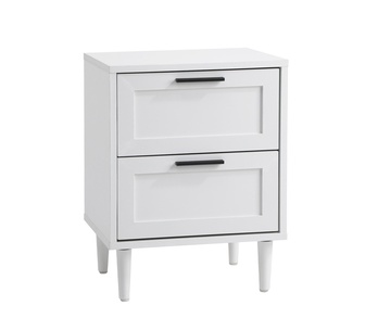 Khan 2 Drawers White Bedside Table
