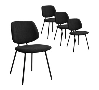 Set of 4 Kieran Black Curdoroy Dining Chair