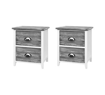 Set of 2 Killy Grey Bedside Table