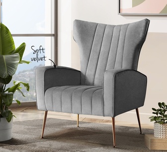 Kimo Grey Velvet Armchair