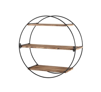 Kinna 3 Tier Oak Floating Round Wall Shelf
