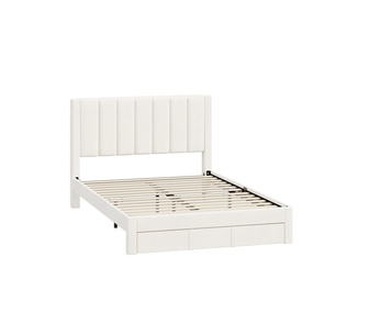 Kiyoko Double Beige Bed Frame with Drawer