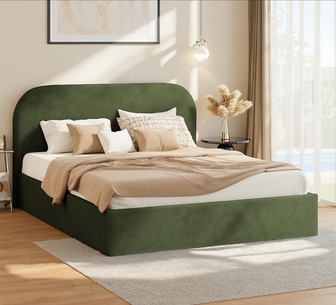 Kirstin Double Green Boucle Gas Lift Bed Frame