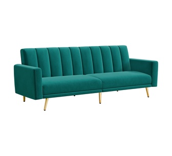 Kirra 3 Seater Velvet Green Convertible Futon Sofa