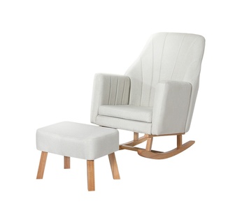 Kiros Beige Rocking Armchair with Footrest