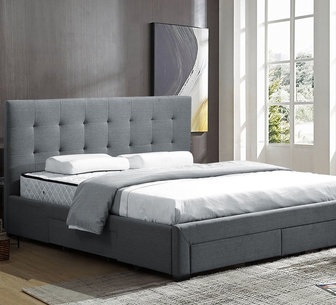 Kissel Double Grey Bedframe with 4 Drawer Storage