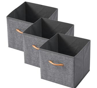 Kicho Fabric Storage Box 3 Pack Grey 30x30x29cm