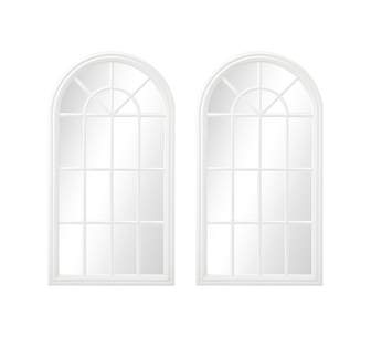 Klaire 2 Pcs Window Arched Wall Mirror 51cm Wooden White