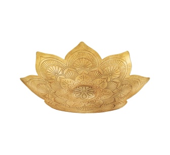 Kloe Handcrafted Metal Pressed MandalaShape Bowl AntiqueGold