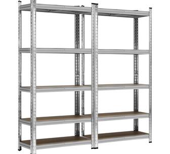 Knox 1.5m Garage Warehouse Shelving Silver Set Of 2