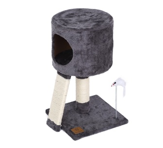 Koji Charcoal Lite Cat Tree Cubby with Scratching Post