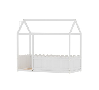Konny Single White Wooden Kids House Bed Frame