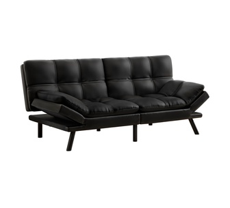 Korra 3 Seater Black Convertible PU Sofa Bed