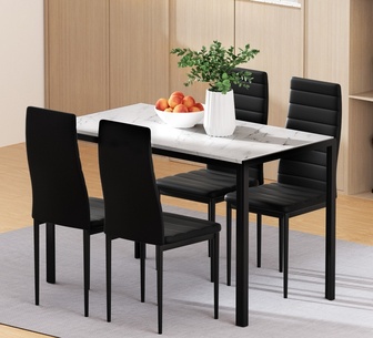Kristy 4 Seater Dining Table Set w/ Black Dining Chair