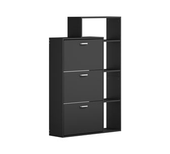 Lachlan 3 Doors Black Shoe Cabinet