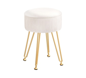 Eulalie White Round Vanity Ottoman