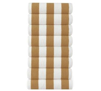 Set of 8 Lane Linen Cabana Outdoor Beach Towel Beige