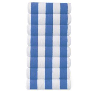 Set of 8 Lane Linen Cabana Outdoor Beach Towel Light Blue
