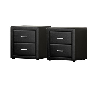 Set of 2 Laur 2 Drawer Black Bedside Tables