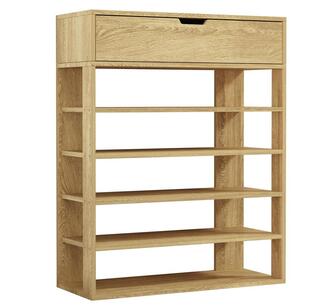 Lawford Shoes Storage Rack 5-tier with Drawer Natural
