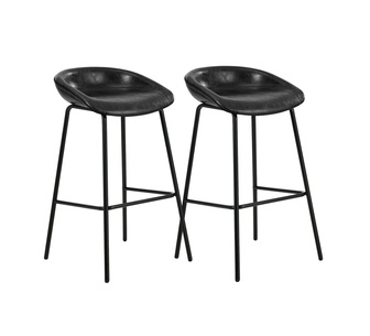 Set of 2 Layne PU Black Bar Stools