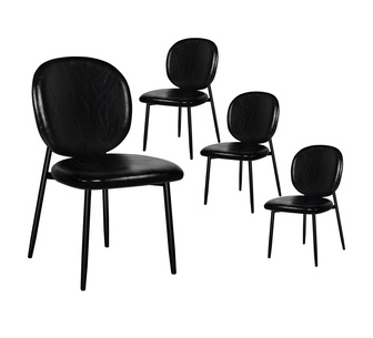 Set of 4 Lazare Black PU Dining Chair