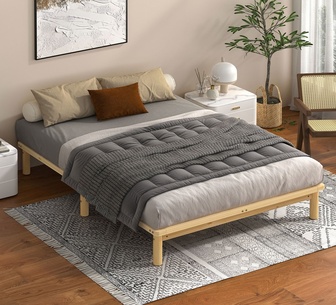 Lea Double Oak Pine Wood Bed Base
