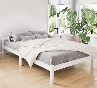 Lebana King Single White Wooden Bed Frame