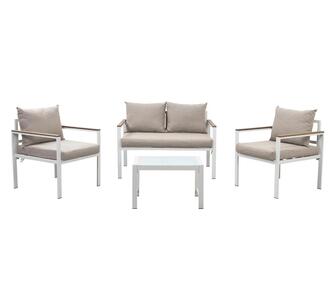 Leif 4 Piece Outdoor Lounge Set Khaki/White