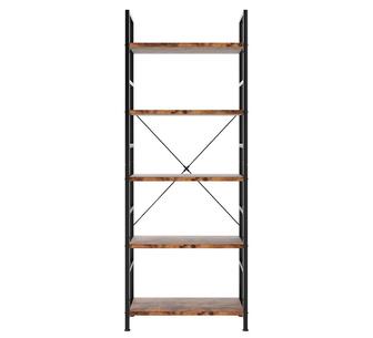 Lenon 5 Tier Rustic Brown Industrial Bookshelf