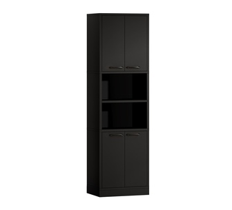 Levaro 4 Door and 6 Shelf 190cm Black Cupboard