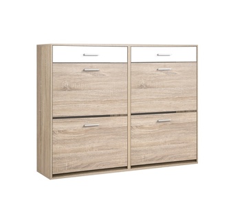 Lian 2 Top Drawer & 4 Shoe Storage Oak Shoe Rack Cabinet