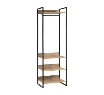 Lihra 4 Shelves Wardrobe Garment Black Oak Clothes Rack