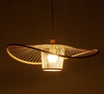 Lilaine 60cm Natural Bamboo Wide Brim Pendant Light