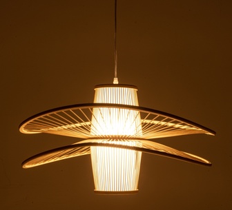 Linna 60cm Double Natural Bamboo Wide Brim Pendant Light