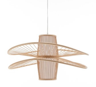 Linna 60cm Double Natural Bamboo Wide Brim Pendant Light
