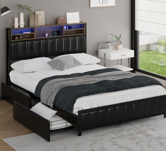 Ylona Double LED Bed Frame with Storage