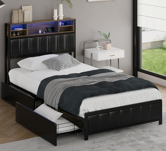 Ylona King Single LED Bed Frame with Storage