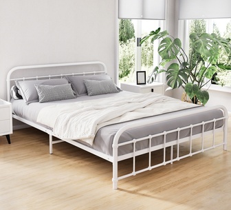 Lucra Queen White Metal Bed Frame