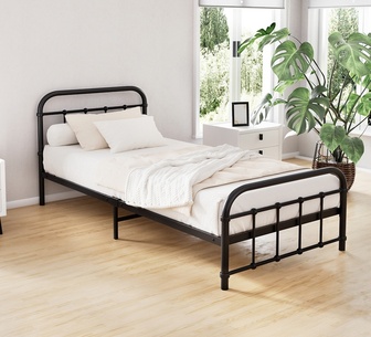 Lucra Single Black Metal Bed Frame