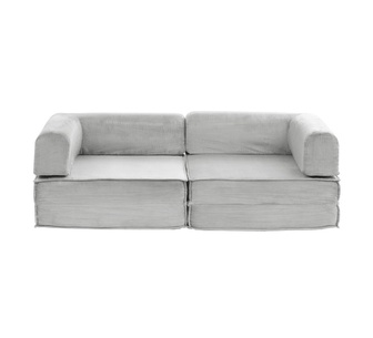 Lucan 2 Seater Grey Corduroy Foldable Compressed Sofa Bed