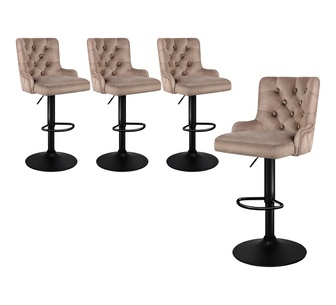 Set of 4 Ludo Brown Gas Lift Bar Stools