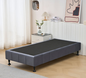 Lullora Single Dark Grey Velvet Bed Base