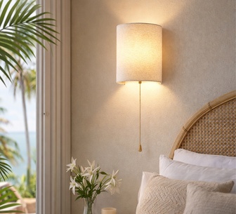 Lumisette White Pull Cord Wall Light
