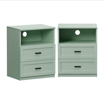 Set of 2 Lunel Green Bedside Table