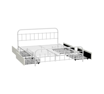 Lurienne Queen White Metal Bed Frame with 4 Drawers