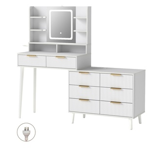 Lustra White Dressing Table with LED Mirror