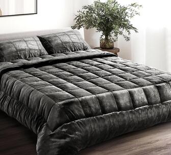 Lustria Queen Charcoal Faux Mink Quilt