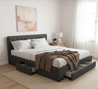 Lucito Storage Bed Black Queen