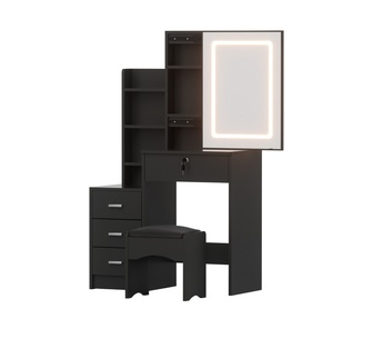Ysella Black Dressing Table Set with LED